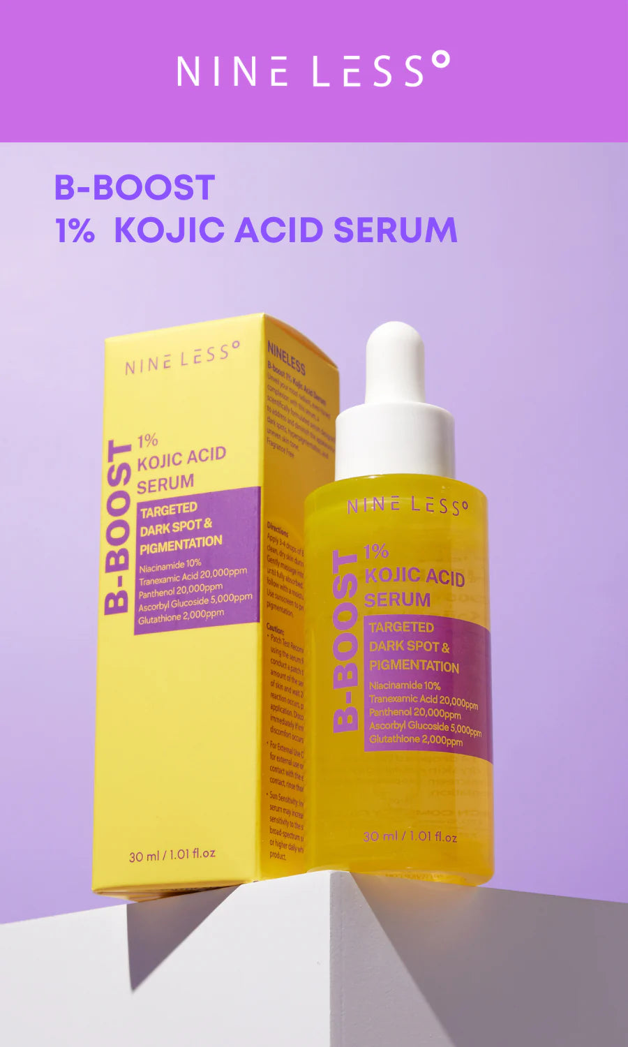 Nine Less - B-Boost 1% Kojic Acid Serum 30ml (Suero B-Boost con ácido kójico al 1%)