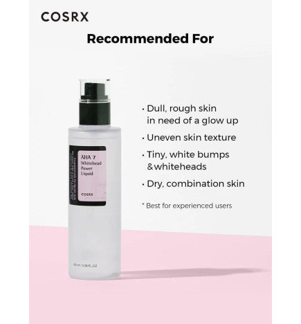 COSRX - AHA 7 Whitehead Power Liquid (TONICO EXFOLIADOR PARA TRATAR PUNTOS BLANCOS) 100ml