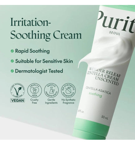 Purito Seoul - Wonder Releaf Centella Cream Unscented 50ml (CREMA CON EXTRACTO DE CENTELLA-SIN FRAGANCIA)