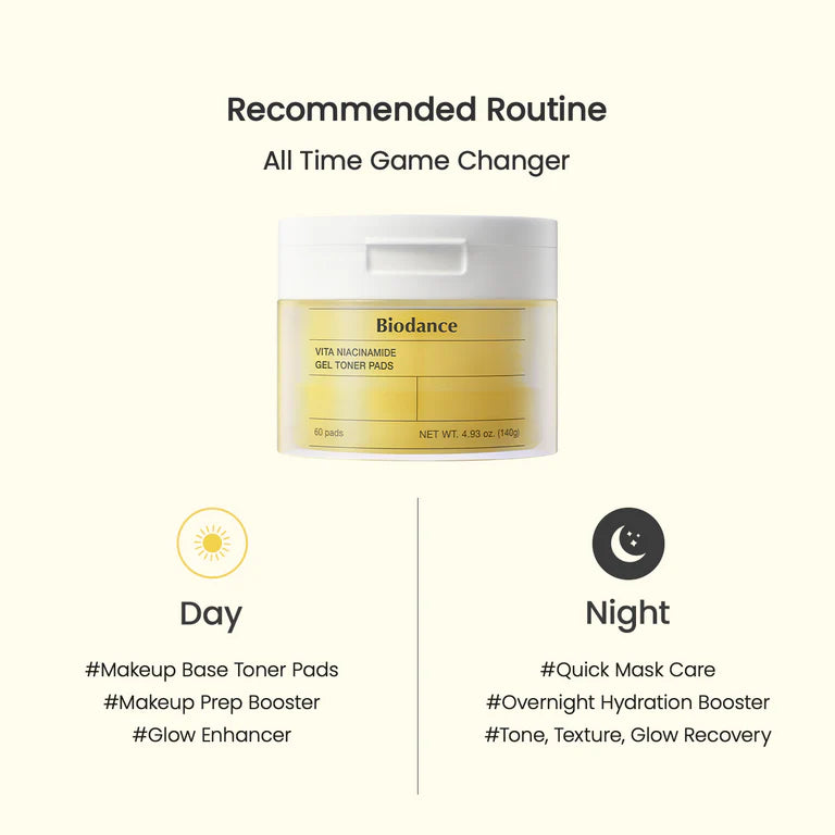 BIODANCE - Vita Niacinamide Gel Toner Pad (60und) (ALMOHADILLA DE TONICO CON NIACINAMIDA)