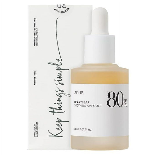 ANUA - HEARTLEAF 80% AMPOULE 30ml (AMPOLLA CON EFECTO CALMANTE CON EXTRACTO DE HOUTTUYNIA CORDATA)