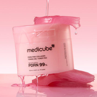 Medicube - PDRN PINK COLLAGEN TONING GEL TONER PAD 70pads (ALMOHADILLAS TONICO CON ADN DE SALMON)