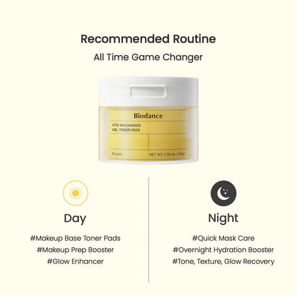 BIODANCE - Vita Niacinamide Gel Toner Pad (60und) (ALMOHADILLA DE TONICO CON NIACINAMIDA)